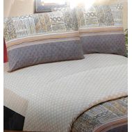 DaDa Bedding 100% Cotton Checkered Geometric Pattern Flat Sheet w/Pillow Case Set - Twin - 2-Pieces