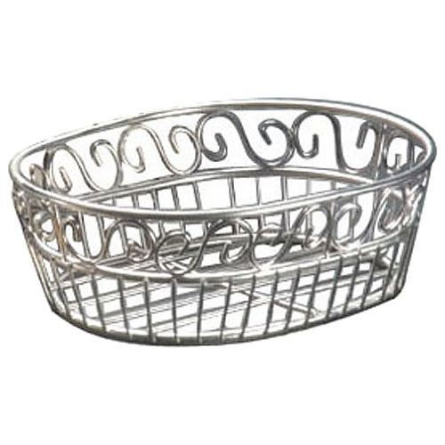  American Metalcraft SSOC97 6-3/4” x 9” Oval Stainless Steel Scroll Bread Basket