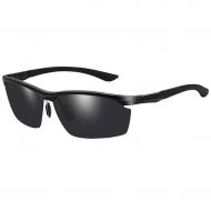 SX Aluminum-Magnesium Half-Frame Mens Polarized Sunglasses Riding Sports Mirror (Color : Black Frame)