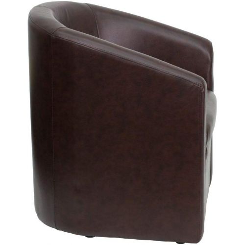  Flash Furniture Brown Leather Barrel-Shaped Guest Chair