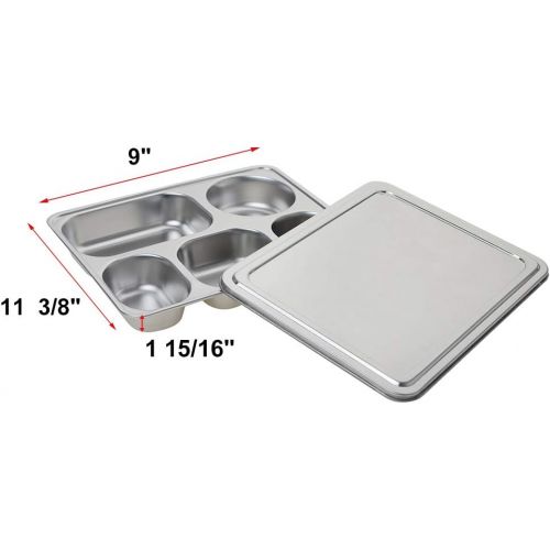  Aspire Bento Lunch Box with Stainless Steel Lid, Divided Food Plate, 3 Sets-5 Sections