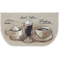 Mainstay Kitchen Rugs Mat Non Skid D Shaped Decor 18 x 30 Inches (18 x 30 Inches, Coffee Theme)