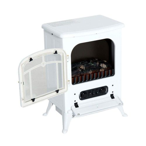  Unknown White 1500W Electric Fireplace Freestanding Fire Flame Stove Heater Adjustable
