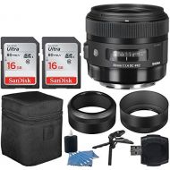 PHOTO4LESS Sigma 30mm f1.4 DC HSM Art Lens for Canon + 32GB Memory Card + Hi-Speed SD USB Card Reader + Table TripodHand Grip + 3 Piece Cleaning Kit  Lens Accessory Bundle