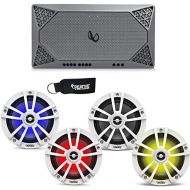 Infinity Marine - Two Pairs of 622MLW White 6.5 LED Speakers, and a M704A 4-Channel Marine Amplifier