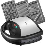 AICOK Aicok Sandwich Maker, Waffle maker, Sandwich toaster, 750-Watts, 3-in-1 Detachable Non-stick Coating, LED Indicator Lights, Black
