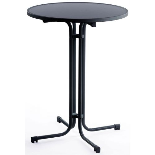  Displays2go 42.25 Inch Cocktail Highboy with Fitted Tablecloth, Folding Design, MDF Table Construction, Spandex Polyester Coverlet  Black (BAR3142BBK)
