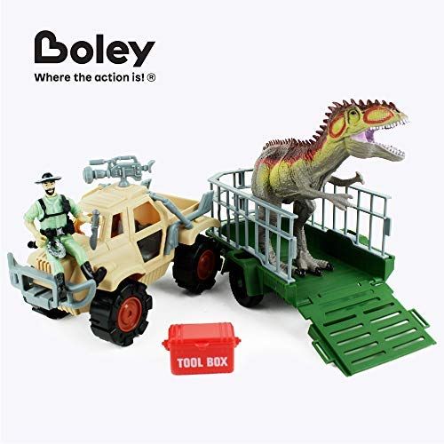  Boley Dinosaur Explorer Toy - Includes a Roaring T-Rex Dinosaur, Explorer Figure, Tool Box, & More! - 13Piece Jurassic Action Playset - Offers Hours of Pretend Play!