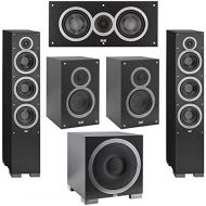 Elac 5.1 System with 2 Debut F6 Floorstanding Speakers, 1 Debut C5 Center Speaker, 2 Debut B5 Bookshelf Speakers, 1 Debut S10EQ Subwoofer