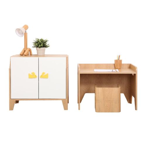  VOPRA wood multi-functional children integrated cabinet with bookshelf, storage, study table and stool