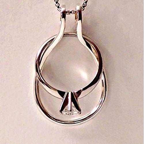  Ring Holder Necklace Dewdrop by Ali C Art Made in USA, One Solid Piece No Open Ends No Soldered Areas, Handmade Sterling Silver Jewelry, Wedding Engagement Anniversary Keepsake Gif