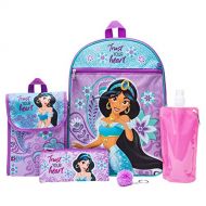Aladdin Jasmine Disneys Aladdin Backpack Combo Set - Disney Aladdin Girls 6 Piece Backpack Set - Jasmine Backpack & Lunch Kit (Teal/Pink)