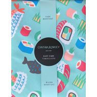 Cynthia Rowley New York Cynthia Rowley Easy Care Tablecloth Sushi Sashimi Fish Rice on Turquoise Blue Green Water and Fade Resistant Seats 4-6 (70 Round)