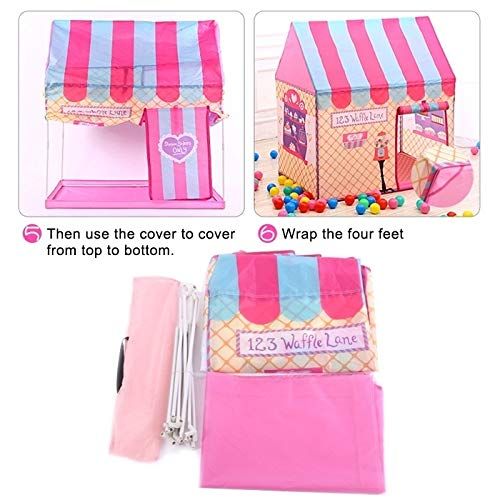  Wai Sports & Outdoors Household Children Printing Play Tent Small Game House, with 50 Ocean Balls (Black White) Tents & Accessories (Color : Light Pink)