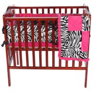 BabyDoll Bedding Baby Doll Bedding Zebra Minky Mini CribPort-a-Crib Bedding Set, Pink