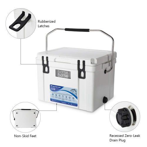  BOTTLE BOTTLE 25 Quart Cooler, Portable Ice Chest Hard Coolers Keeps Ice 3-5 Days for Camping, Fishing, Boating, Beach Trips, Cookout, Excursion and Other Activities