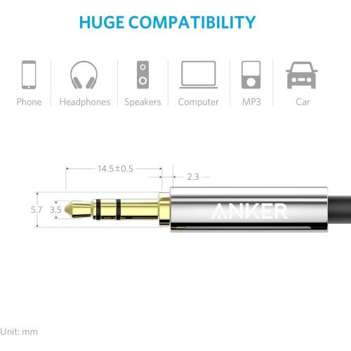 앤커 [아마존베스트]Anker 3.5mm Premium Auxiliary Audio Cable (4ft / 1.2m) AUX Cable for Headphones, iPods, iPhones, iPads, Home/Car Stereos and More (Black)