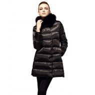 Ursfashion Winter Womens White Duck Down Long Coat Jacket Detachable Raccoon Fur Collar Parka