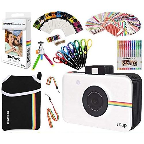 폴라로이드 Polaroid Accessory Holiday Gift Bundle (Camera Not Included) + ZINK Paper (30 Sheets) + Snap Themed Scrapbook + Pouch + Edged Scissors + 100 Sticker Frames + Color Gel Pens + Hangi