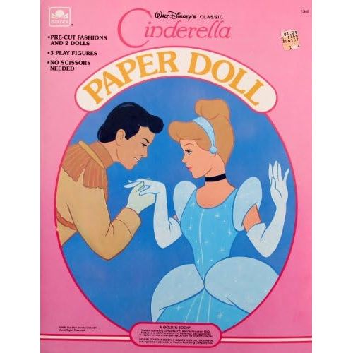 디즈니 Walt Disneys Classic Cinderella Paper Doll Walt Disney Classic CINDERELLA PAPER DOLL Book UNCUT w PRINCE, Fairy Godmother, Mice GUS & PERLA (1989 Golden)