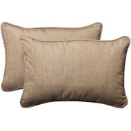 Pillow Perfect IndoorOutdoor Over-sized Rectangular Throw Pillow (Set of 2) with Sunbrella Linen Sesame Fabric, 24.5 in. L X 16.5 in. W X 5 in. D