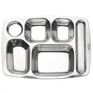 Aspire Dinner Plate for Cafeteria, 304 Stainless Steel Divided Tray, 1 Pc-6 Sections