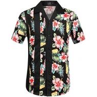 SSLR Mens Flowers Casual Button Down Short Sleeve Hawaiian Shirt