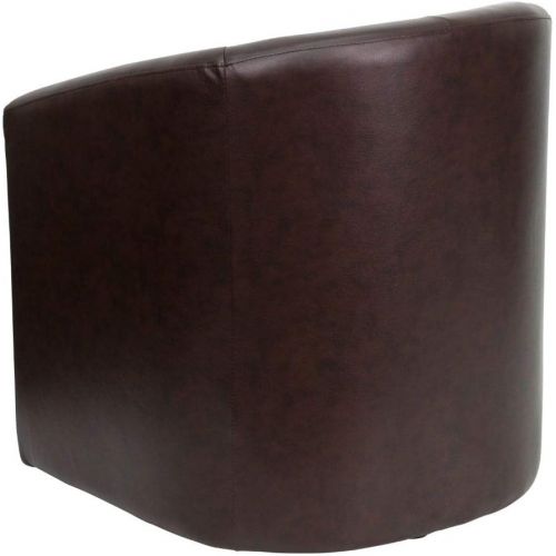  Flash Furniture Brown Leather Barrel-Shaped Guest Chair