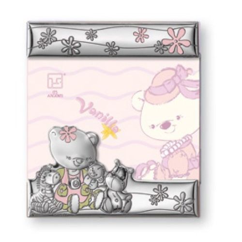 Sterling Touch STERLING SILVER Picture Frame ZOO (5 x 7). Made in Italy (Choco Bear)