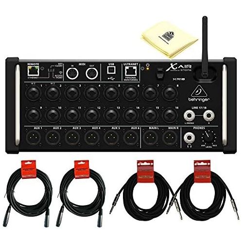  Behringer X Air XR18 18-Channel, 12-Bus Digital Mixer for iPadAndroid Tablets with 16 Programmable MIDAS Preamps, Integrated Wifi Module and Multi-Channel USB Audio Interface Pack