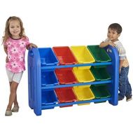 [아마존베스트]ECR4Kids 3Tier Toy Storage Organizer for Kids, Blue with 12 Assorted Color Bins