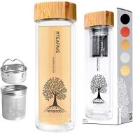 amapodo Tee Flasche Glas to go - Teeflasche mit Sieb - Tea Bottle 400ml (Bambus)