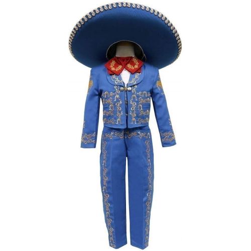  Calla Collection USA Little Boys Royal Blue Embroidered Mariachi Pants Jacket Hat Set 1-8