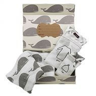 Milkbarn Organic Newborn Gown, Hat and Swaddle Blanket Keepsake Set (Newborn,...