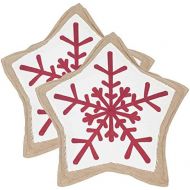 Safavieh Pillow Collection Throw Pillows, 20 by 20-Inch, Snowflake Cookie Red and White, Set of 2