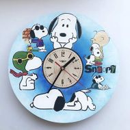 7ArtsStudio Snoopy Painted Wall Clock Made of WOOD - Perfect and Beautifully Cut - Decorate your Home with MODERN ART - UNIQUE GIFT for Him and Her - Size 12 Inches
