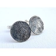 CrazyAss Jewelry Designs unique silver cuff links round, mens cuff links sterling silver reticulated surface, wedding cufflinks groom, unique gift fathers day gift for husband, anniversary gift for him