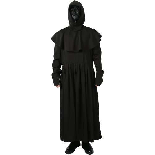  Xcoser xcoser Plague Doctor Mask & Costume Robe Cloak Outfit for Adult Halloween Clothing Black