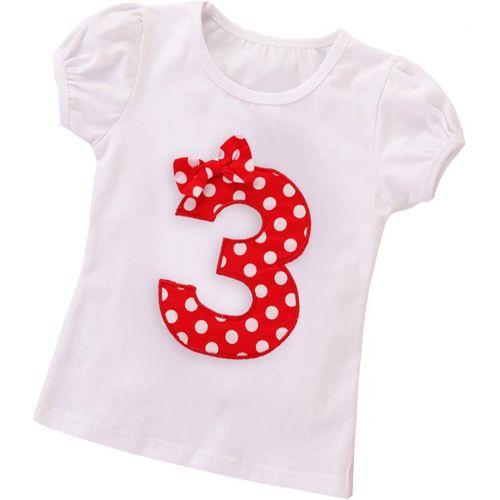  OBEEII Costume Baby Kid Girl Birthday Party Outfits Summer Polka Dots T-Shirt Shorts Pants Mouse Ear Headband Playwear