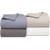 Vera Wang Waffle Weave Cotton Blanket; FullQueen, White (90 X 90)