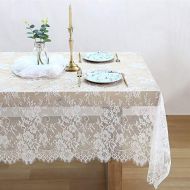 QueenDream 5 Pack White Lace Tablecloth for Rectangle Tables Size for Party Banquet Dining Wedding Home Decorations Size 60 X 120 Inches