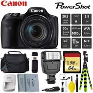 Canon PowerShot SX540 HS Digital Point and Shoot 20MP Camera + Extra Battery + Digital Flash + Camera Case + 64GB Class 10 Memory Card - International Version