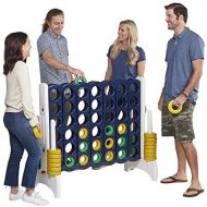[아마존베스트]ECR4Kids Jumbo 4-to-Score Giant Game Set - Oversized 4-in-A-Row Fun for Kids, Adults and Families - Indoors/Outdoor Yard Play - 4 Feet Tall - Blue and Gold