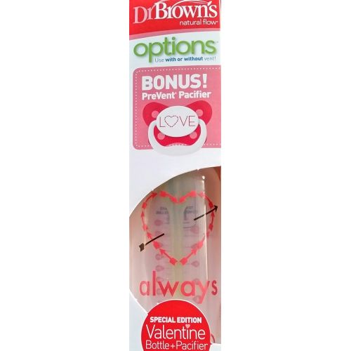  Dr. Browns Dr Browns Special Edition Valentine Holiday 8 Ounce Options Bottle and Pacifier