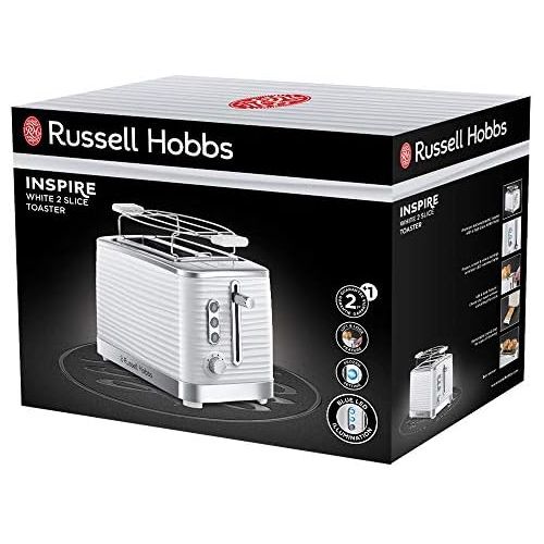  Besuchen Sie den Russell Hobbs-Store Russell Hobbs Toaster Inspire White, Hochglanz-Kunststoff, Lift and Look Funktion, bis zu 6 einstellbare Braunungsstufen, extra breite Toastschlitze, Broetchenaufsatz, 24370-56, wei