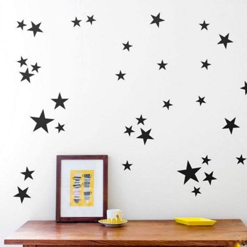  HanYoer 110 pcs Stars in The Room, Star Wall Decal, Mini Size Star Decal Set/Kids Wall Decoration Nursery Wall Decal (Black)