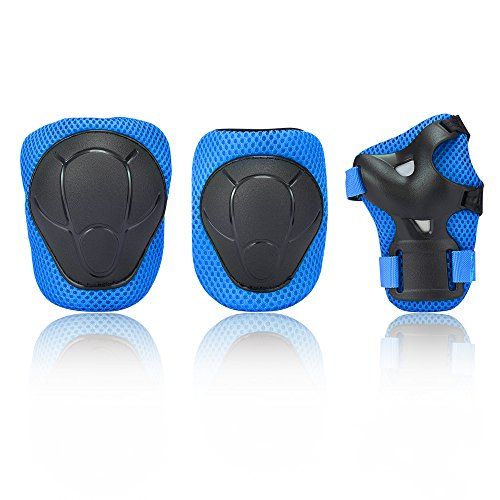  KUYOU Sports Protective Gear Safety Pad Safeguard (Knee Elbow Wrist) Support Pad Set Equipment for Kids Roller Bicycle BMX Bike Skateboard Protector Guards Pads.