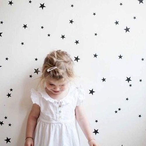  HanYoer 110 pcs Stars in The Room, Star Wall Decal, Mini Size Star Decal Set/Kids Wall Decoration Nursery Wall Decal (Black)