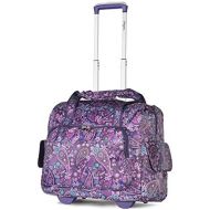 Olympia Deluxe Fashion Rolling Overnighter Travel Tote, Purple Paisley, One Size