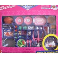 Barbie FUN FIXIN GLAMOROUS DINING & MEAL Playset w Wind Up FOOD PROCESSOR & More! (1997 Arcotoys, Mattel)